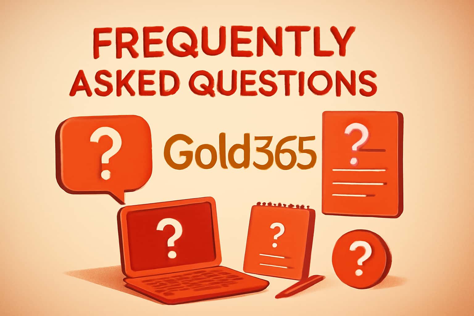 An informative scene showcasing Frequently Asked Questions about Gold365.