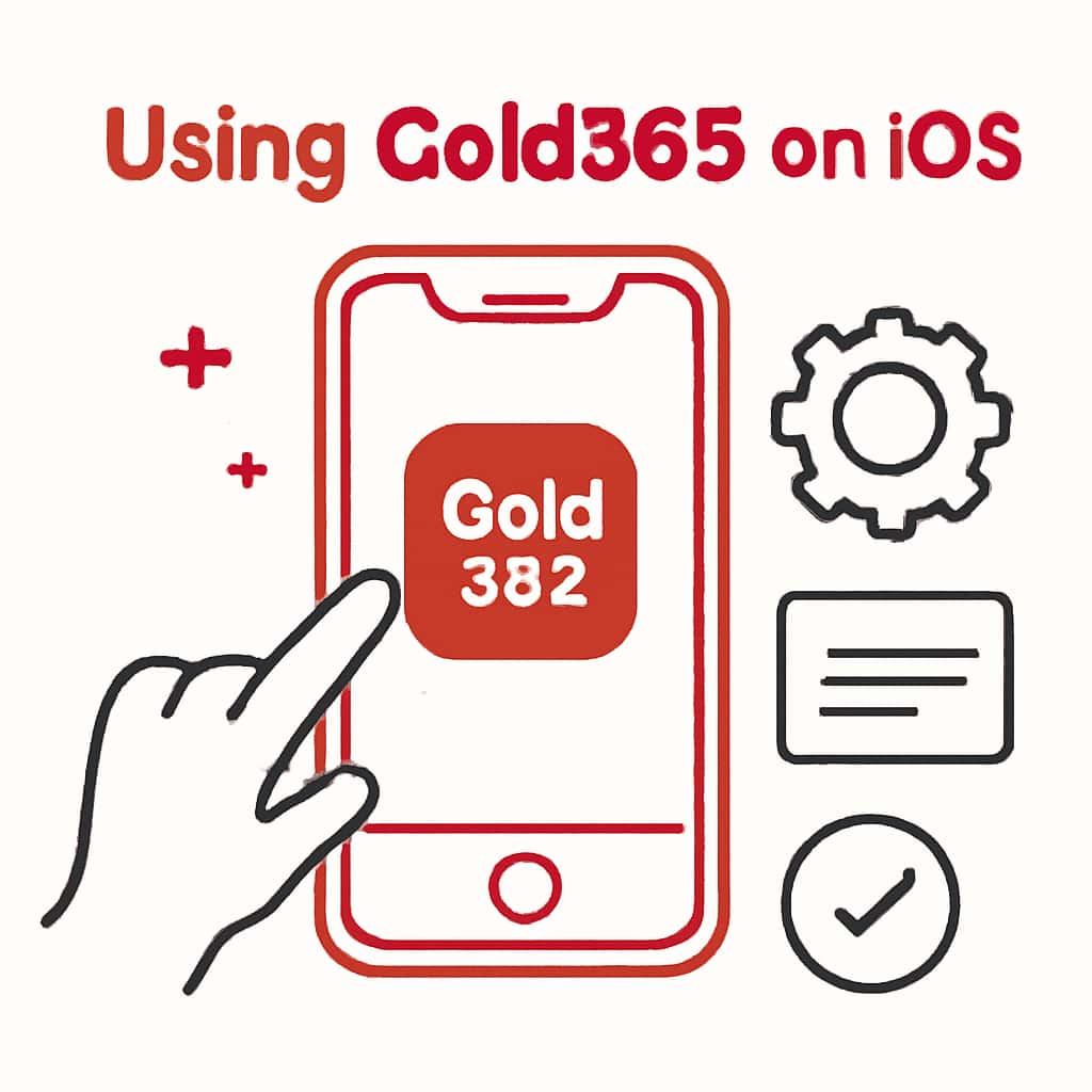 Diagram illustrating app features of Gold365 on iOS.